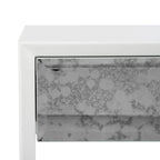 Table d'appoint Couture Myrthe Eglomise - Blanc - 24 L x 18 P x 25 H - 24Lx18Px25H