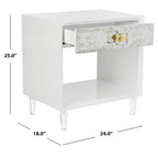 Table d'appoint Couture Myrthe Eglomise - Blanc - 24 L x 18 P x 25 H - 24Lx18Px25H
