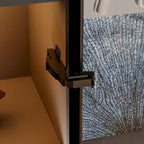 Ensemble d'armoires-penderies avec portes en verre noir, bandeaux lumineux et armoire de rangement