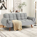 Futon convertible, canapé-lit pliant inclinable pour salon avec 2 oreillers/accoudoirs