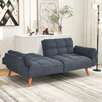 Futon convertible, canapé-lit pliant inclinable pour salon avec 2 oreillers/accoudoirs