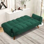 Futon convertible, canapé-lit pliant inclinable pour salon avec 2 oreillers/accoudoirs