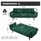 Futon convertible, canapé-lit pliant inclinable pour salon avec 2 oreillers/accoudoirs
