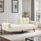 Futon convertible, canapé-lit pliant inclinable pour salon avec 2 oreillers/accoudoirs
