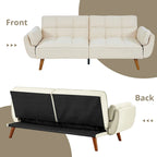 Futon convertible, canapé-lit pliant inclinable pour salon avec 2 oreillers/accoudoirs