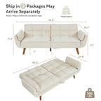 Futon convertible, canapé-lit pliant inclinable pour salon avec 2 oreillers/accoudoirs