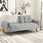 Futon convertible, canapé-lit pliant inclinable pour salon avec 2 oreillers/accoudoirs