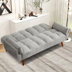 Futon convertible, canapé-lit pliant inclinable pour salon avec 2 oreillers/accoudoirs