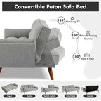Futon convertible, canapé-lit pliant inclinable pour salon avec 2 oreillers/accoudoirs