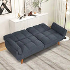 Futon convertible, canapé-lit pliant inclinable pour salon avec 2 oreillers/accoudoirs