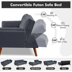 Futon convertible, canapé-lit pliant inclinable pour salon avec 2 oreillers/accoudoirs