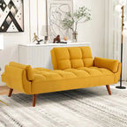 Futon convertible, canapé-lit pliant inclinable pour salon avec 2 oreillers/accoudoirs