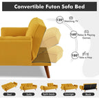 Futon convertible, canapé-lit pliant inclinable pour salon avec 2 oreillers/accoudoirs