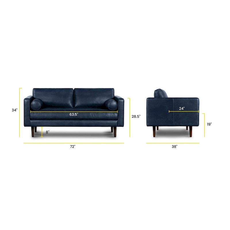 Canapé appartement Napa 72 - Cuir véritable pleine fleur italien