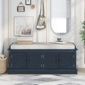 Banc à chaussures avec rangement, 4 portes et étagères réglables, coussin amovible