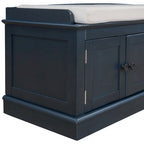 Banc à chaussures avec rangement, 4 portes et étagères réglables, coussin amovible