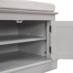 Banc à chaussures avec rangement, 4 portes et étagères réglables, coussin amovible