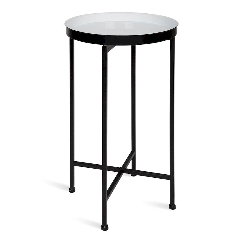 Plateau rond en métal Celia / Table d'appoint pliable - 14x14x25.75