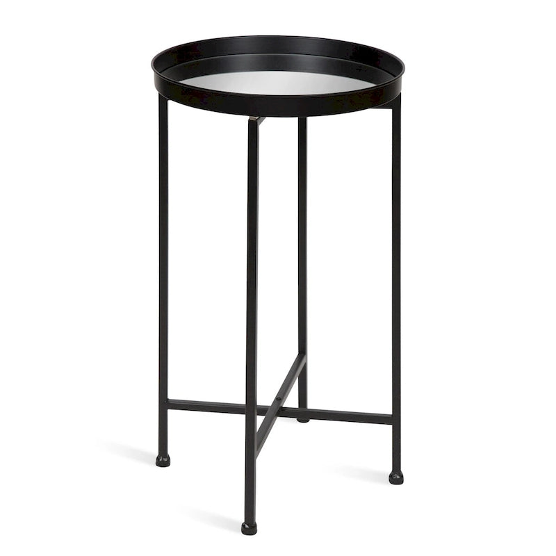 Plateau rond en métal Celia / Table d'appoint pliable - 14x14x25.75
