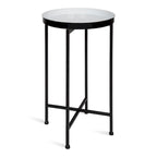 Plateau rond en métal Celia / Table d'appoint pliable - 14x14x25.75