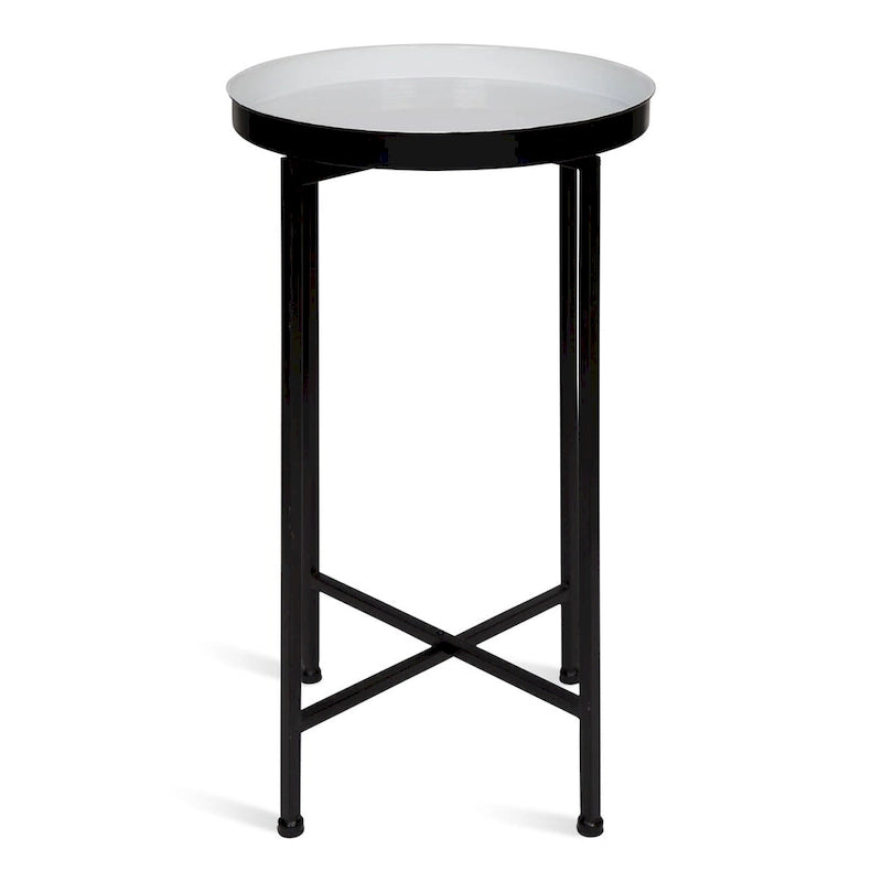 Plateau rond en métal Celia / Table d'appoint pliable - 14x14x25.75