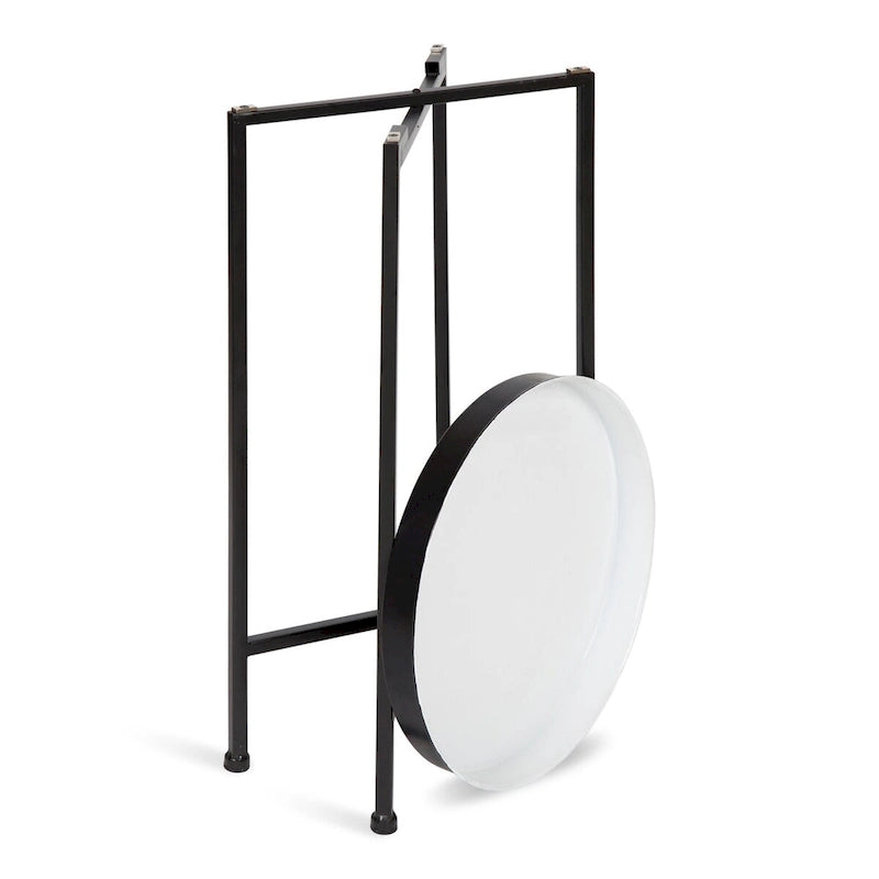 Plateau rond en métal Celia / Table d'appoint pliable - 14x14x25.75