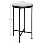 Plateau rond en métal Celia / Table d'appoint pliable - 14x14x25.75