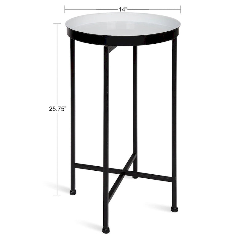 Plateau rond en métal Celia / Table d'appoint pliable - 14x14x25.75