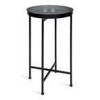 Plateau rond en métal Celia / Table d'appoint pliable - 14x14x25.75