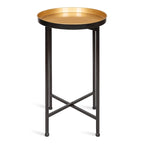 Plateau rond en métal Celia / Table d'appoint pliable - 14x14x25.75