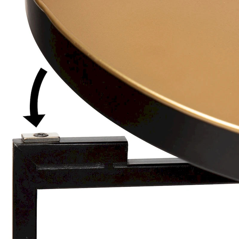 Plateau rond en métal Celia / Table d'appoint pliable - 14x14x25.75