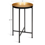 Plateau rond en métal Celia / Table d'appoint pliable - 14x14x25.75