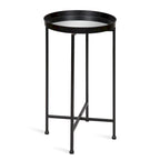 Plateau rond en métal Celia / Table d'appoint pliable - 14x14x25.75