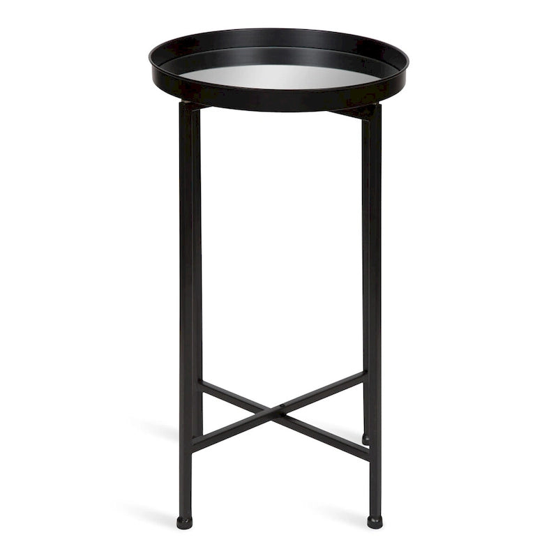 Plateau rond en métal Celia / Table d'appoint pliable - 14x14x25.75