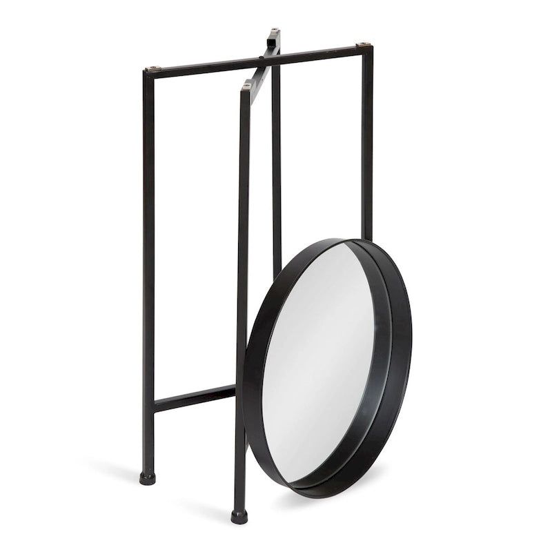 Plateau rond en métal Celia / Table d'appoint pliable - 14x14x25.75