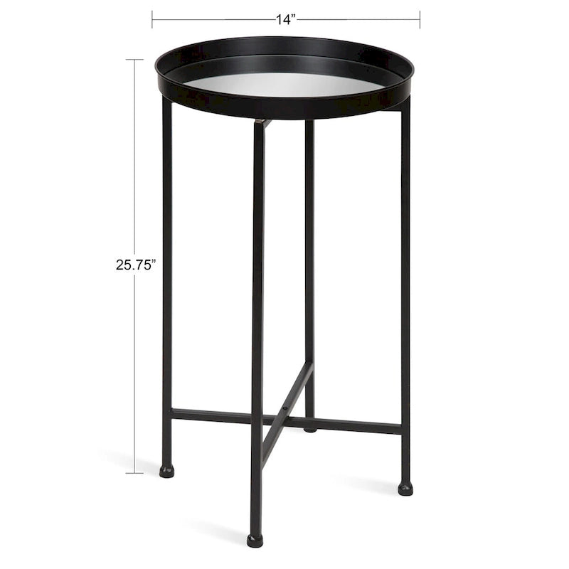 Plateau rond en métal Celia / Table d'appoint pliable - 14x14x25.75