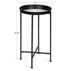Plateau rond en métal Celia / Table d'appoint pliable - 14x14x25.75