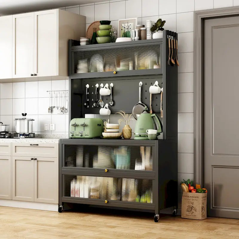 Meubles de rangement de cuisine à roulettes - Étagère de boulangerie, Meuble à micro-ondes, Organisateur de rangement