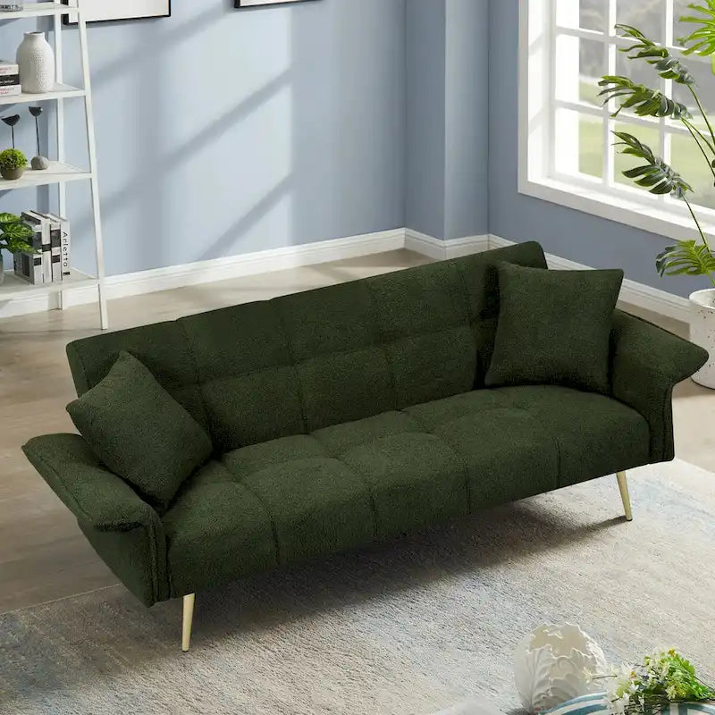 Canapé-lit futon 70.1, canapé-lit double convertible avec accoudoirs pliants pour salons et petits espaces