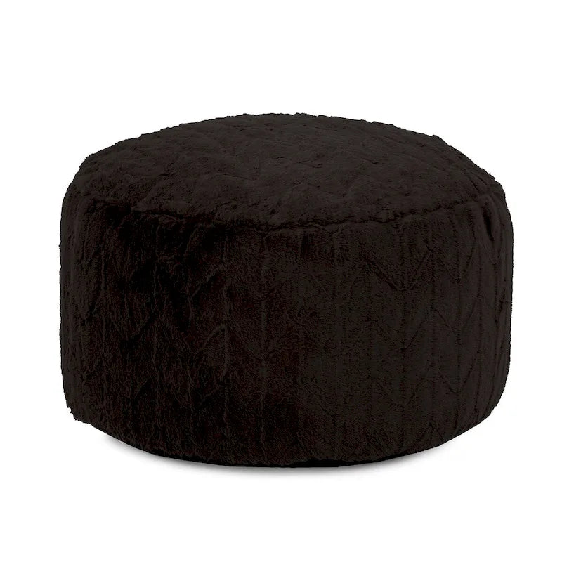 Pouf en fourrure Angora ébène
