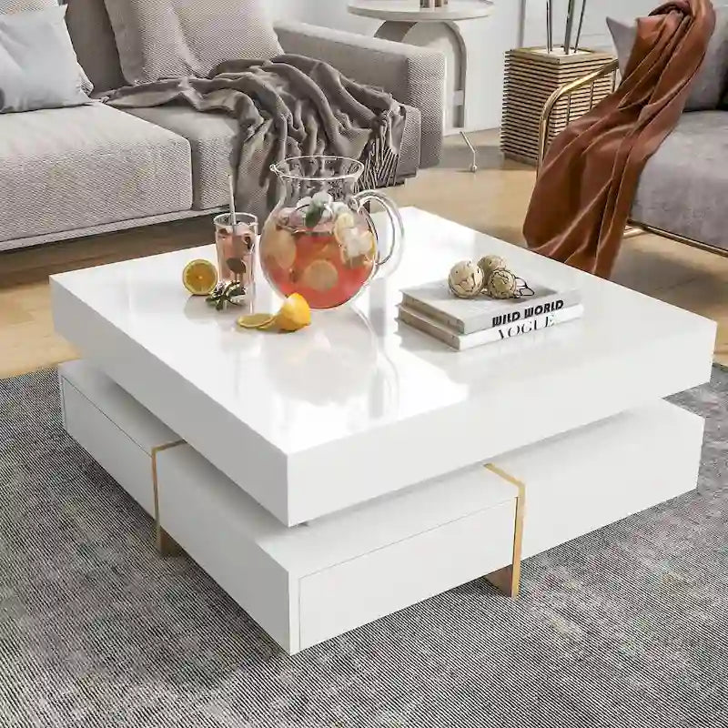Table basse design laquée avec 4 tiroirs