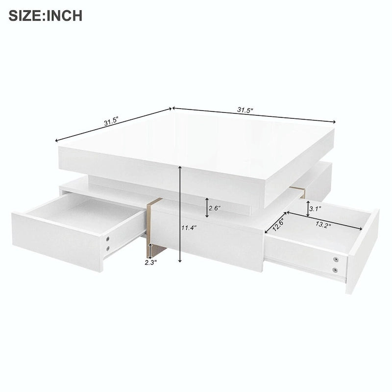 Table basse design laquée avec 4 tiroirs
