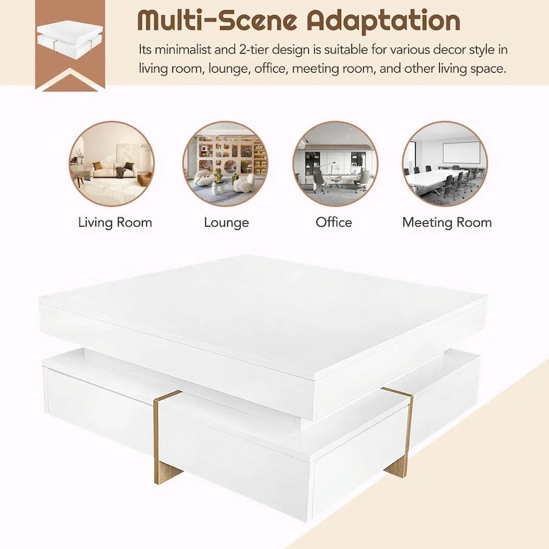 Table basse design laquée avec 4 tiroirs