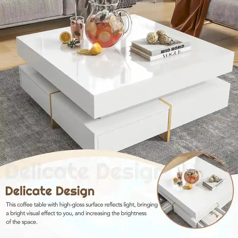 Table basse design laquée avec 4 tiroirs