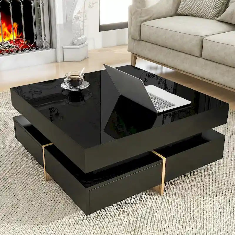 Table basse design laquée avec 4 tiroirs