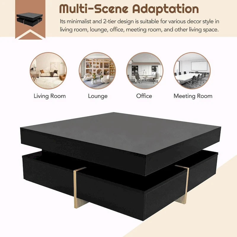 Table basse design laquée avec 4 tiroirs
