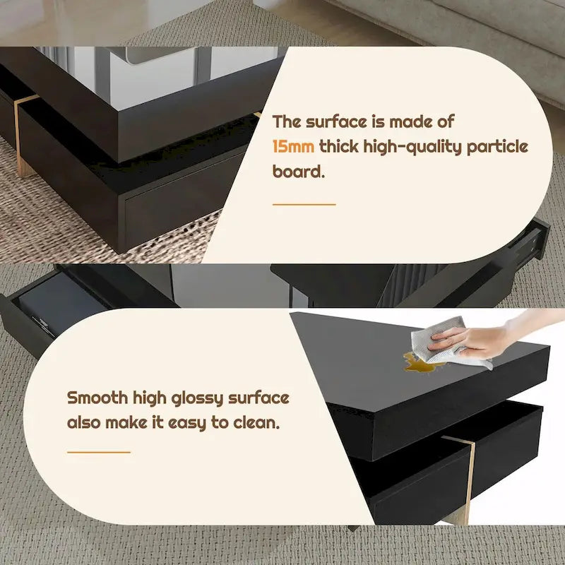 Table basse design laquée avec 4 tiroirs
