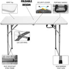 Table pliante de 1,20 m avec surface en résine durable