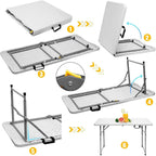 Table pliante de 1,20 m avec surface en résine durable