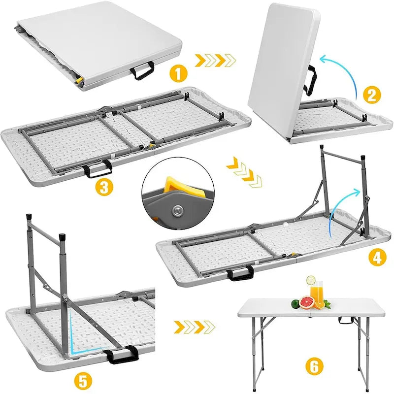 Table pliante de 1,20 m avec surface en résine durable